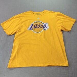 Adidas LA Los Angeles Lakers Shirt Mens XL Yellow Crew Neck Tee